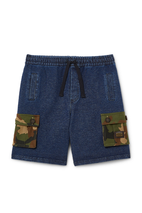 Camouflage Pocket Denim Shorts